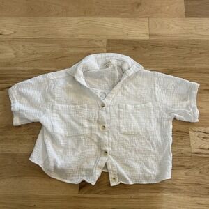 Women's White Cotton Muslin Crop Top Size Medium